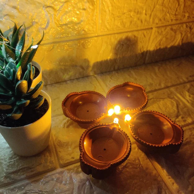 RadiantGlow LED Water Sensor Diyas (Pack of 12) | Illuminate Diwali with Elegance